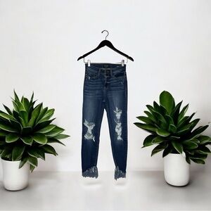Judy Blue Asymmetrical Frayed Hem Skinny Jeans Size 25/1
